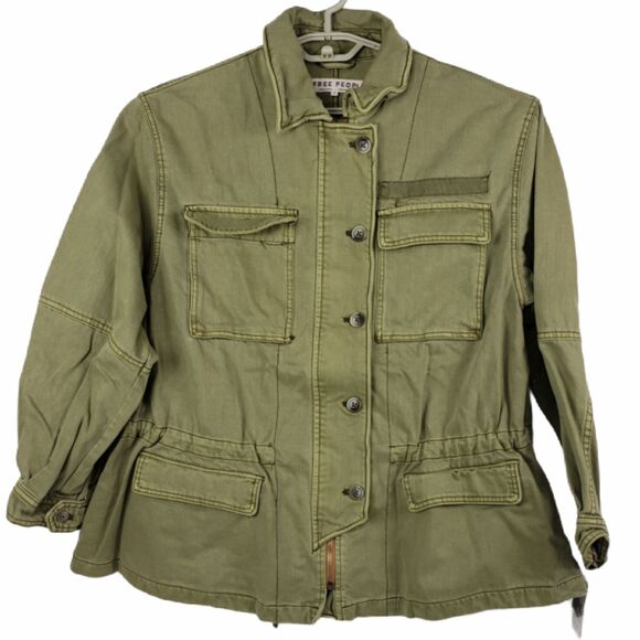 Free People Jacket Women's Small Green Military Utility Top Seize The Day - Picture 1 of 6